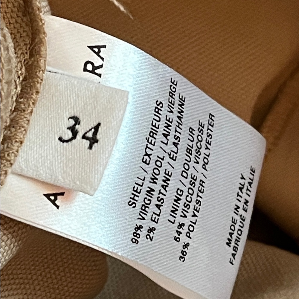 NWOT ALTUZARRA 34 US2 wool Buddy Skinny Trousers tan brown neutral - Picture 3 of 14